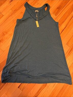 Max Studio Slate Blue Sleeveless dress with Twisted Neckline
